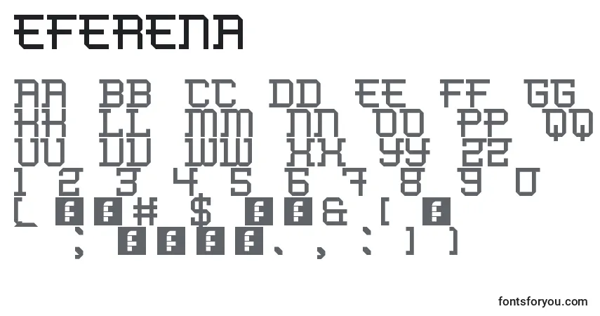 Czcionka Eferena – alfabet, cyfry, specjalne znaki