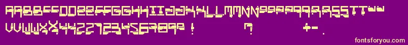 Miaou-Schriftart – Gelbe Schriften auf violettem Hintergrund