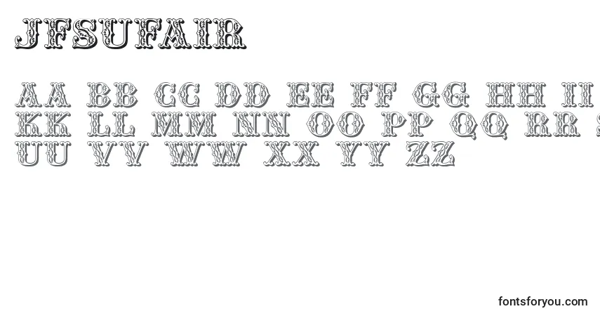 Czcionka Jfsufair – alfabet, cyfry, specjalne znaki