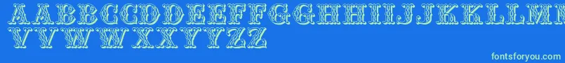 Jfsufair Font – Green Fonts on Blue Background