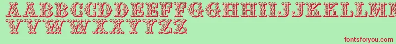 Jfsufair-Schriftart – Rote Schriften auf grünem Hintergrund