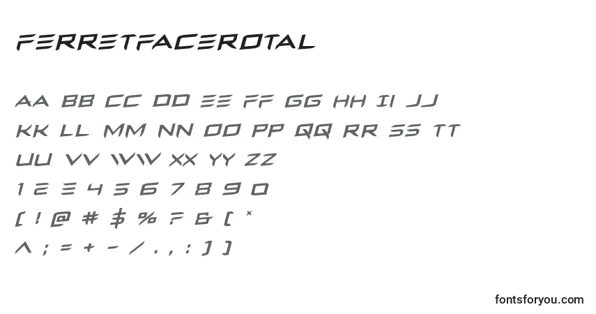 A fonte Ferretfacerotal – alfabeto, números, caracteres especiais