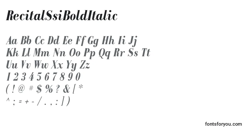 Czcionka RecitalSsiBoldItalic – alfabet, cyfry, specjalne znaki