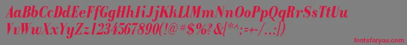 RecitalSsiBoldItalic Font – Red Fonts on Gray Background