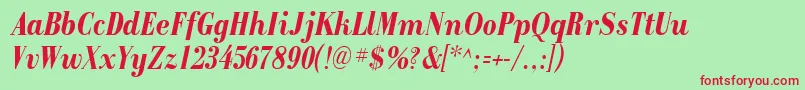 RecitalSsiBoldItalic Font – Red Fonts on Green Background