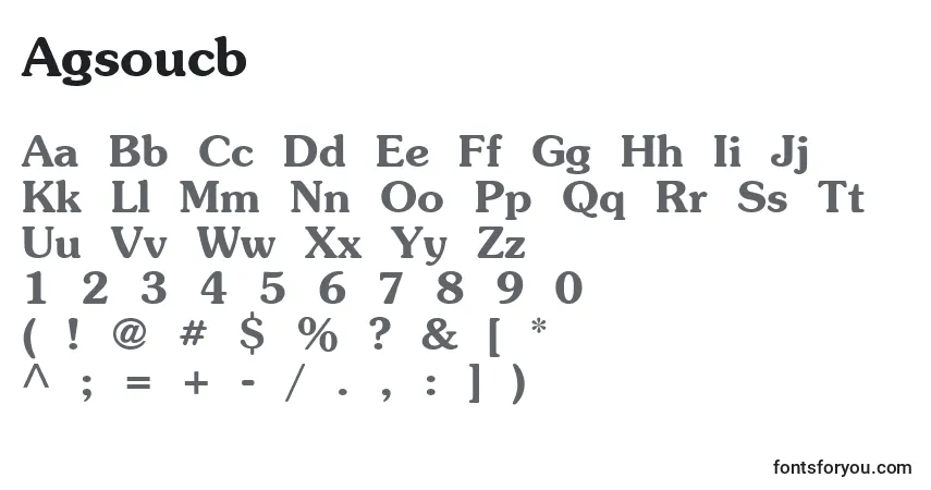 Schriftart Agsoucb – Alphabet, Zahlen, spezielle Symbole