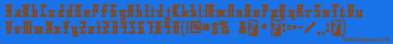 フォントXoltoRegular – 茶色の文字が青い背景にあります。