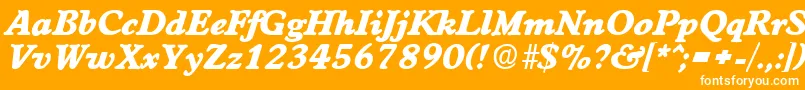 Saiba mais sobre a fonte WorchesterExtraboldita Fonte WorchesterExtraboldita – fontes brancas em um fundo laranja