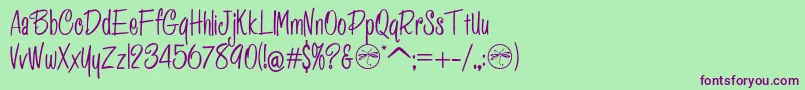 HffPessoasLindas Font – Purple Fonts on Green Background