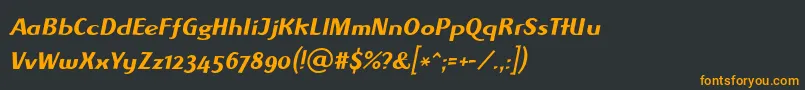 フォントAlbawingLtItalic – 黒い背景にオレンジの文字