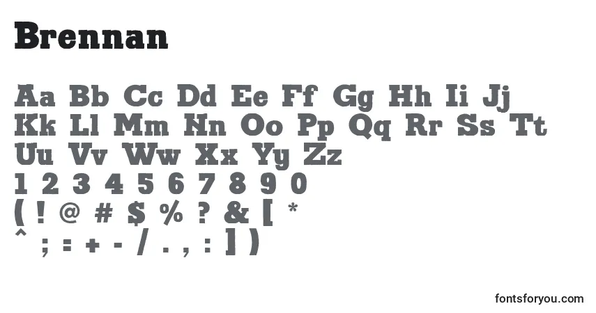 Schriftart Brennan – Alphabet, Zahlen, spezielle Symbole
