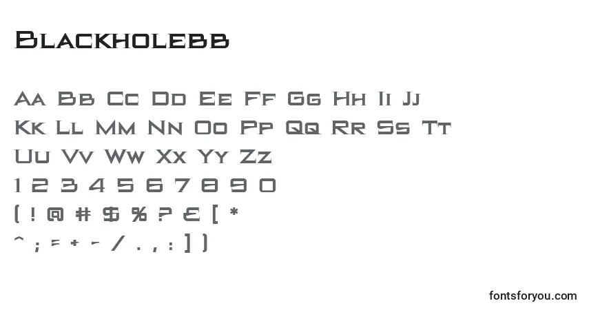 Czcionka Blackholebb – alfabet, cyfry, specjalne znaki