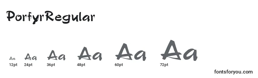Размеры шрифта PorfyrRegular