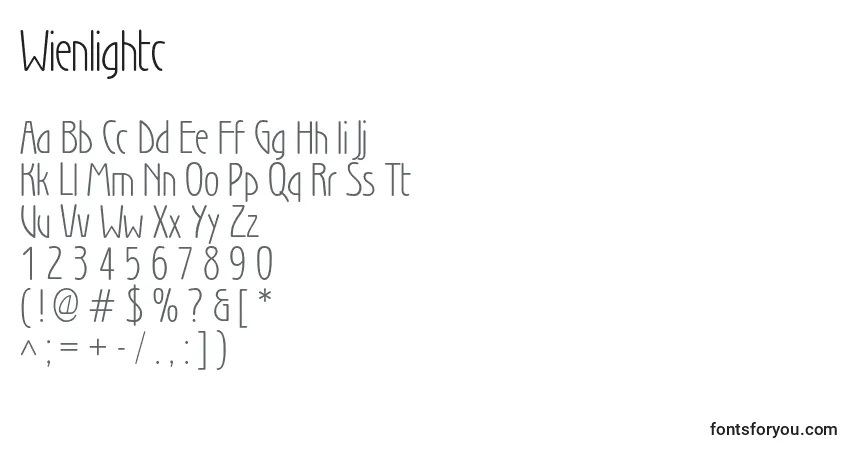 Czcionka Wienlightc – alfabet, cyfry, specjalne znaki