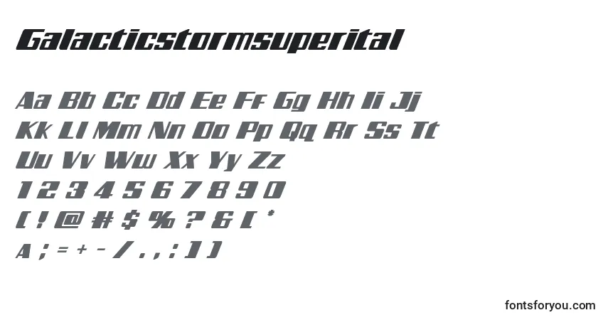 Galacticstormsuperital-fontti – aakkoset, numerot, erikoismerkit