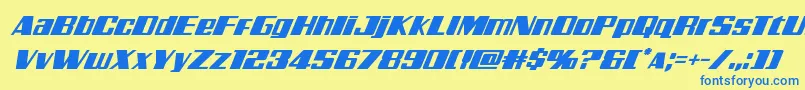 Galacticstormsuperital Font – Blue Fonts on Yellow Background