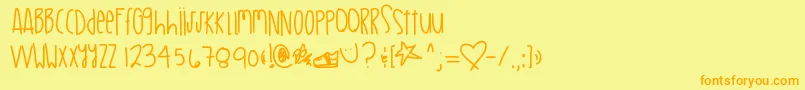 Mylittlejewels Font – Orange Fonts on Yellow Background