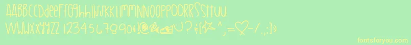 Więcej informacji o czcionce Mylittlejewels Czcionka Mylittlejewels – żółte czcionki na zielonym tle