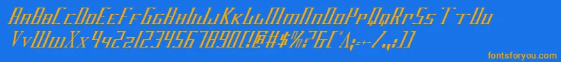 フォントDarkwv2ci – オレンジ色の文字が青い背景にあります。