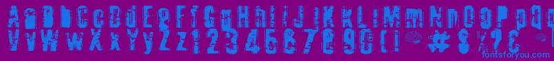 フォントToota ffy – 紫色の背景に青い文字