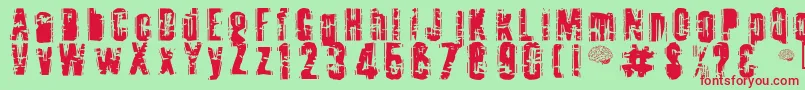 フォントToota ffy – 赤い文字の緑の背景