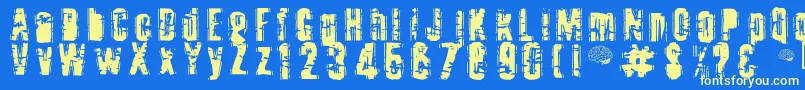 フォントToota ffy – 黄色の文字、青い背景
