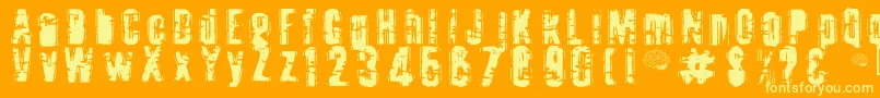Toota ffy-Schriftart – Gelbe Schriften auf orangefarbenem Hintergrund