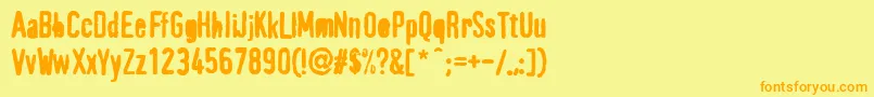 Fonte PffragmentHeavy – fontes laranjas em um fundo amarelo