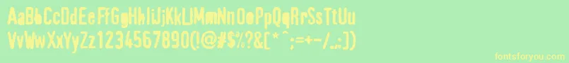 Fonte PffragmentHeavy – fontes amarelas em um fundo verde