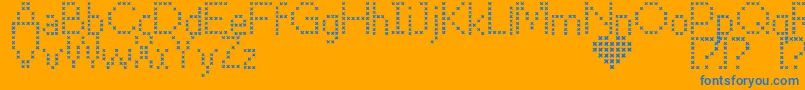 CrossStitch Font – Blue Fonts on Orange Background