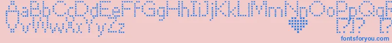 CrossStitch Font – Blue Fonts on Pink Background