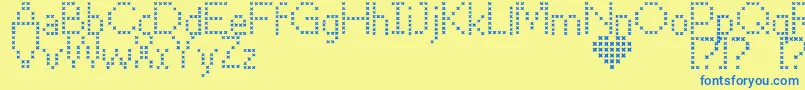 CrossStitch Font – Blue Fonts on Yellow Background