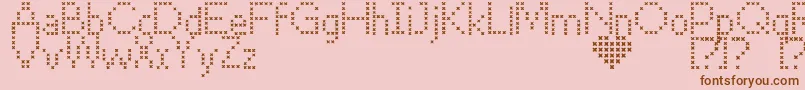 CrossStitch Font – Brown Fonts on Pink Background