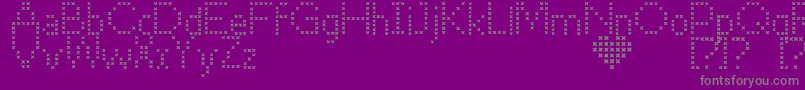 フォントCrossStitch – 紫の背景に灰色の文字