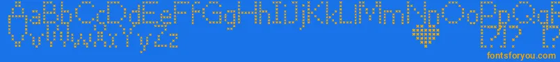 CrossStitch Font – Orange Fonts on Blue Background