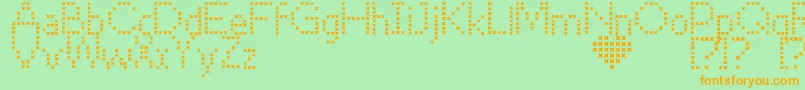 CrossStitch Font – Orange Fonts on Green Background