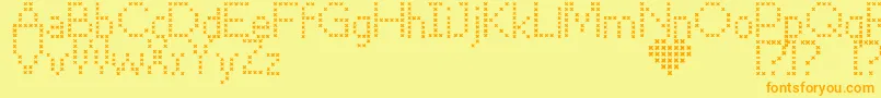 CrossStitch Font – Orange Fonts on Yellow Background