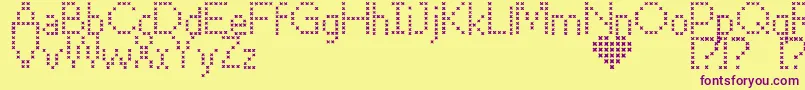 CrossStitch Font – Purple Fonts on Yellow Background