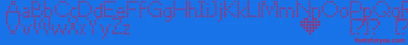 CrossStitch Font – Red Fonts on Blue Background