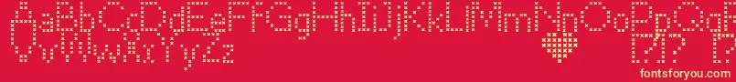 CrossStitch Font – Yellow Fonts on Red Background