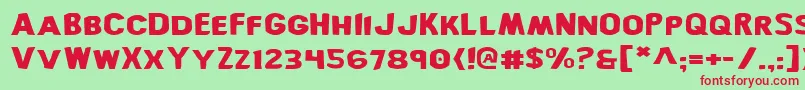 フォントBronicExpanded – 赤い文字の緑の背景