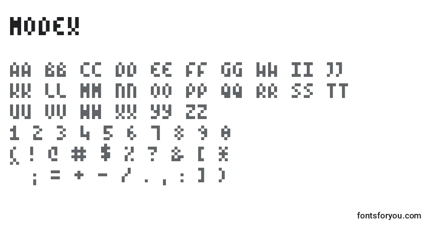Schriftart ModeX – Alphabet, Zahlen, spezielle Symbole