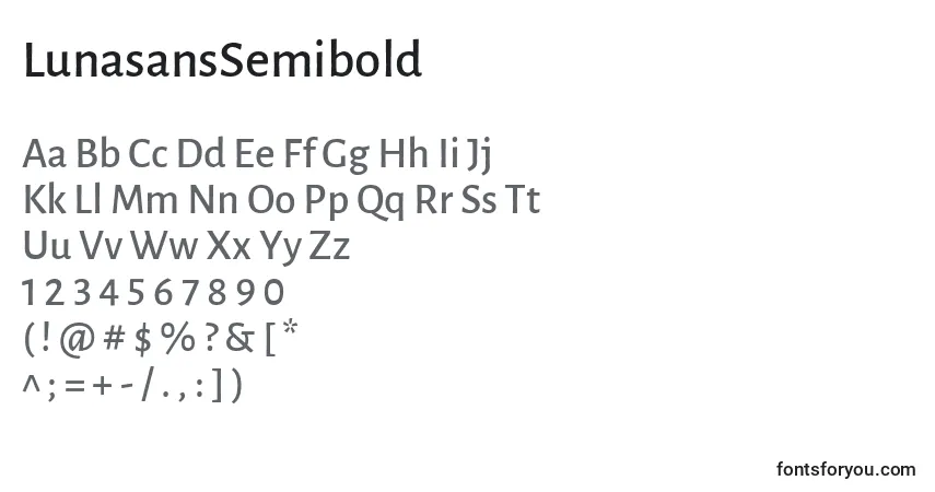 Fuente LunasansSemibold - alfabeto, números, caracteres especiales