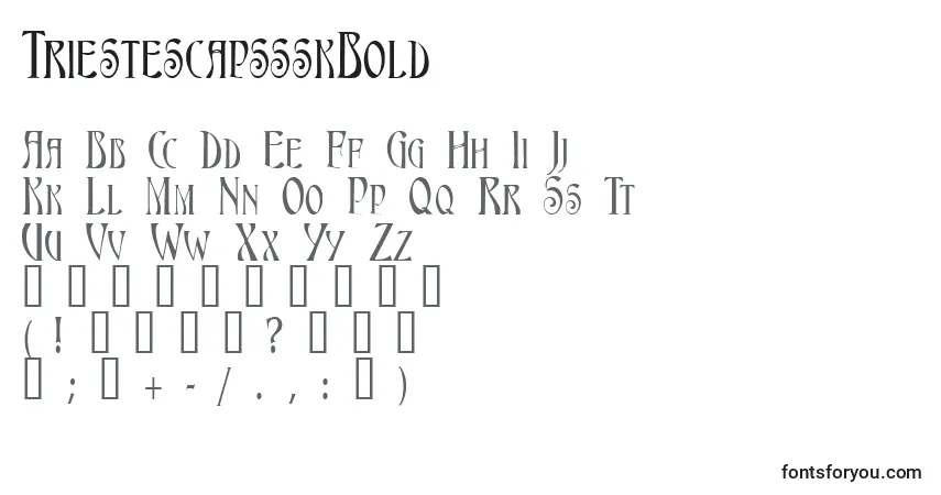A fonte TriestescapssskBold – alfabeto, números, caracteres especiais