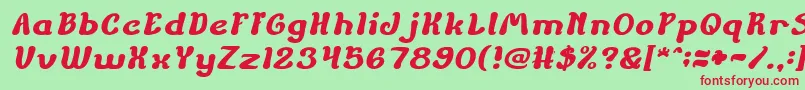 ChildrenStoriesItalic-Schriftart – Rote Schriften auf grünem Hintergrund