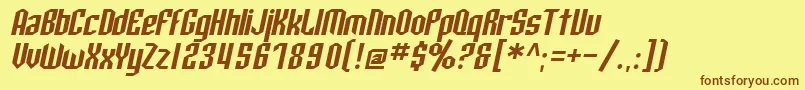 フォントSfArcheryBlackOblique – 茶色の文字が黄色の背景にあります。