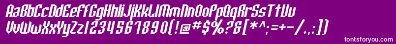 SfArcheryBlackOblique-Schriftart – Weiße Schriften auf violettem Hintergrund