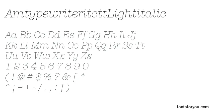Fuente AmtypewriteritcttLightitalic - alfabeto, números, caracteres especiales