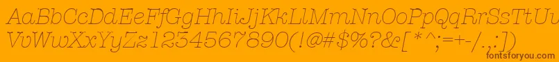 AmtypewriteritcttLightitalic Font – Brown Fonts on Orange Background