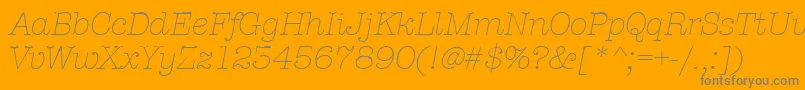 AmtypewriteritcttLightitalic-Schriftart – Graue Schriften auf orangefarbenem Hintergrund